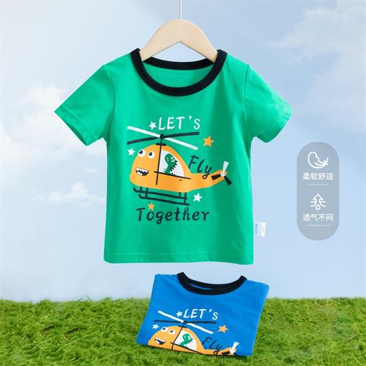 贝贝怡卡通飞机男童短袖T恤衫夏季儿童半袖男宝宝纯棉上衣夏装潮 商品图10