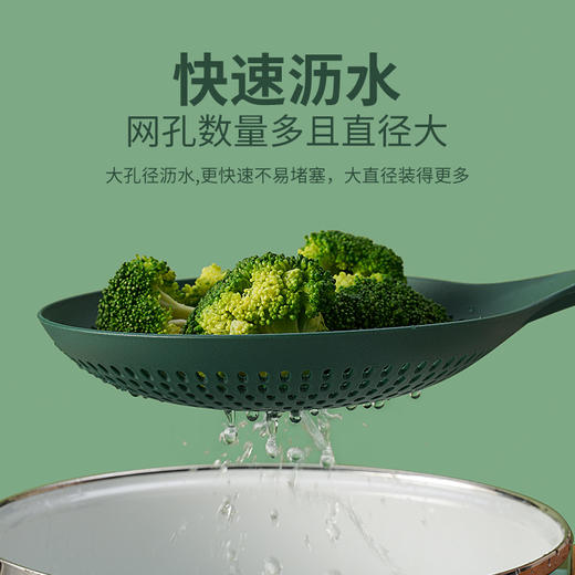 「9.9元包邮！四色可选」PP塑料大漏勺 家用厨房用品耐高温捞面勺火锅勺长柄加厚餐饮用具 商品图2