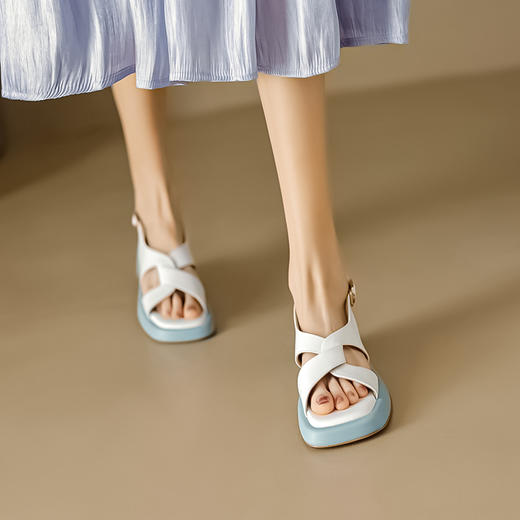 夏季新款，清新百搭里外全皮厚底凉鞋FDME-FD8187 商品图8