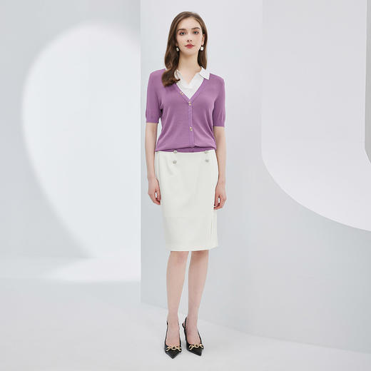 NF661斯尔丽瑟俪23春夏新款时尚撞色拼接显瘦女式针织衫 商品图3