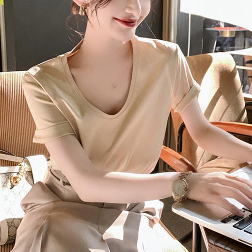 裁缝学苑AG165 2021新款短袖T恤纸样女装夏天圆领上衣打版裁剪图 商品图2