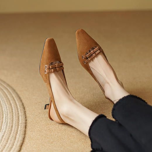 绝美百搭，小猫跟蝴蝶结法式包头凉鞋LCC-C9115 商品图6