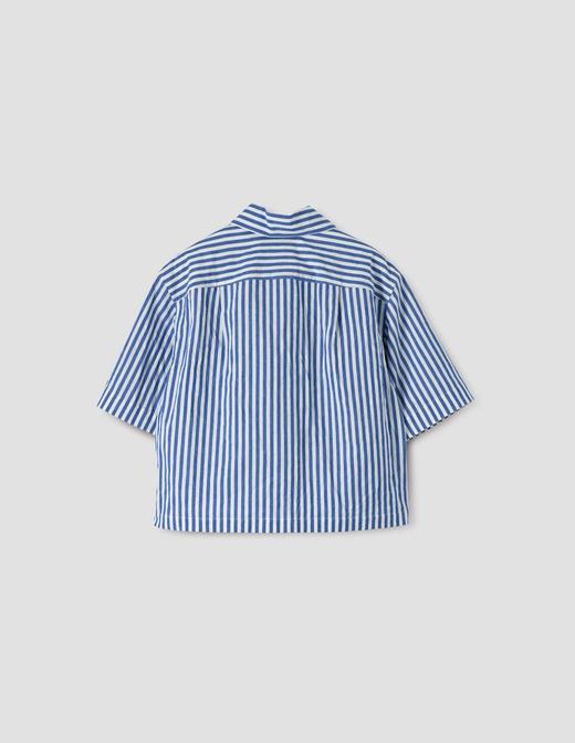 Margaret Howell  蓝白条纹棉麻短袖衬衫 商品图5
