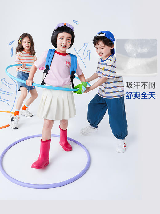 【限时团】minibala 男女童短袖撞色条纹纯棉t恤ZA0D172223156[福利品] 商品图1
