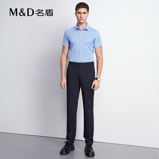 [商场同款]MD名盾男士DP免烫短袖衬衫夏季新品格纹职业正装衬衣 商品图3