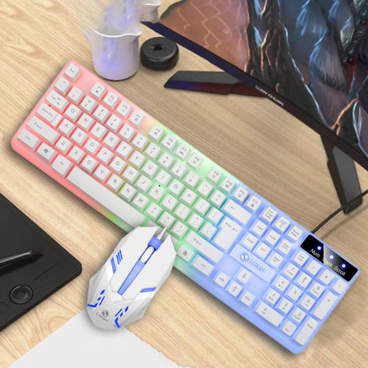 【好物推荐】力镁GTX350发光键盘鼠标套装机械手感电竞有线键鼠套装 商品图0