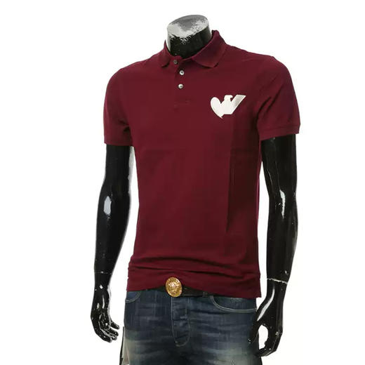 EMPORIO ARMANI 阿玛尼 男士棉质心形徽标贴花短袖 Polo 衫 紫红色 6L1FD9 1JTKZ 0380 商品图1