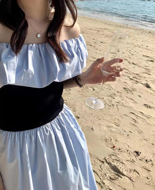 【直播专供】春季一字肩多穿针织拼接连衣裙 150562738 商品图5