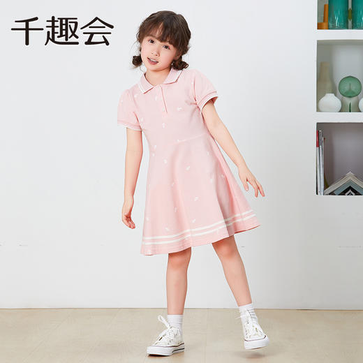 【亲子连衣裙】千趣会亲子装夏款女童珠地网眼棉质polo连衣裙9000141/2 商品图1