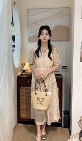 夏季V领系带连衣裙 150693156