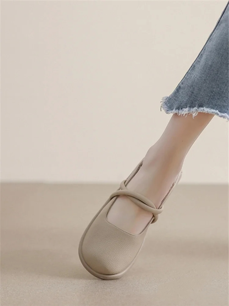 千吉娜【专柜同款】2023春夏 法式复古风 浅口玛丽珍女鞋 单鞋