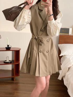 【直播专供】2023年春季假两件拼接百褶连衣裙 150604248