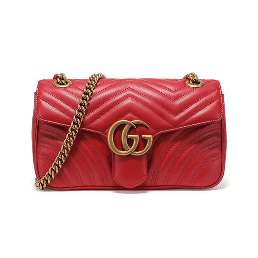 GUCCI 古驰 Marmont系列女包牛皮经典双G单肩包女士古琦链条斜挎包 443497DTDIT 商品图0