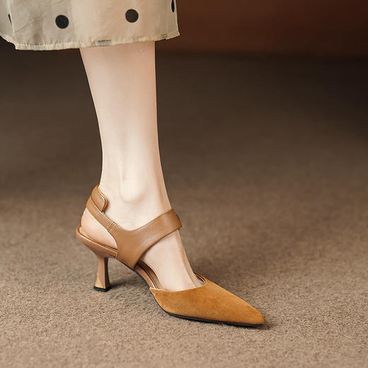 舒适优雅，后跟软泡设计尖头法式后空高跟凉鞋LCC-C9113 商品图7