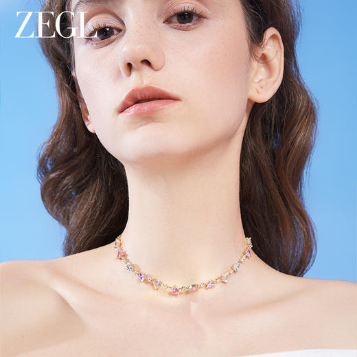 ZEGL设计师早春调色盘系列彩色爱心项链女轻奢小众锁骨链颈链配饰 商品图3