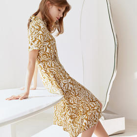 【100%桑蚕丝印花连衣裙】23年春夏新款女士中长款连衣裙时尚印花真丝衬衫裙