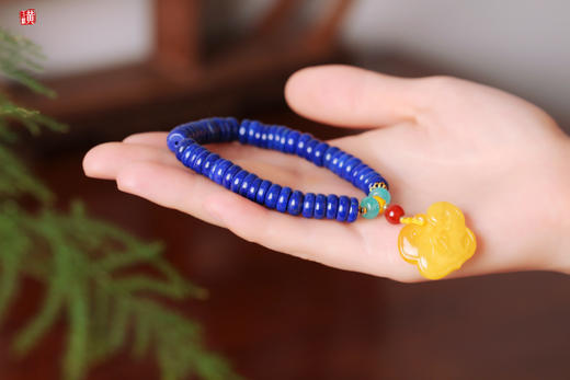 【如意】蜜蜡青金手串 商品图4