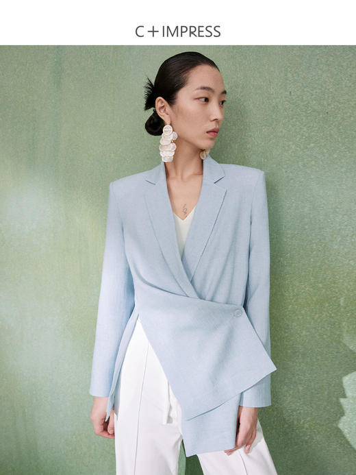 西嘉WT2302007C+IMPRESS/西嘉进口三醋酸女士休闲小西装外套小众设计感西服上衣 商品图4