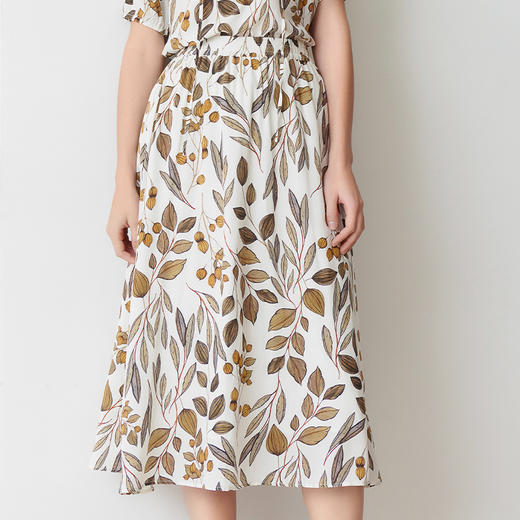 【桑蚕丝印花套装】23年春夏新品女士100%桑蚕丝印花上衣时尚松紧腰半身裙 商品图6