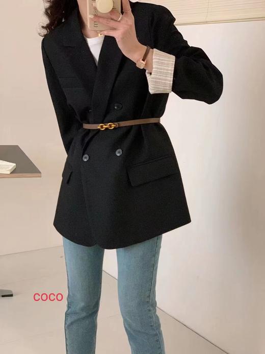 【直播专供】春季翻袖条纹边腰带西装 150365005 商品图2