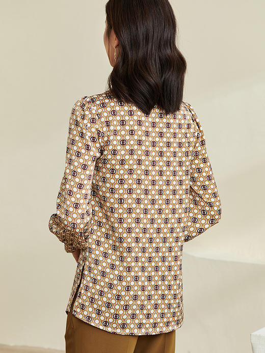 剩S 米思阳2025春季新款气质知性小V领衬衫时尚印花长袖女士衬衣0853 商品图2