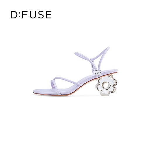 DFuse迪芙斯夏季新款圆头一字细带花形水晶跟凉鞋DF32115336 商品图6