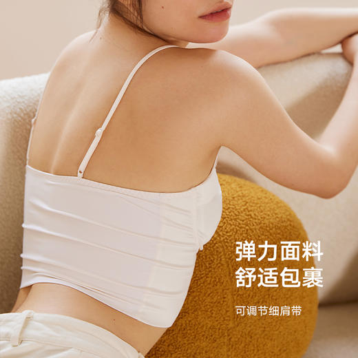 弗利少女内衣女外穿夏季薄款无钢圈白色背心式文胸细吊带一体胸衣 商品图3