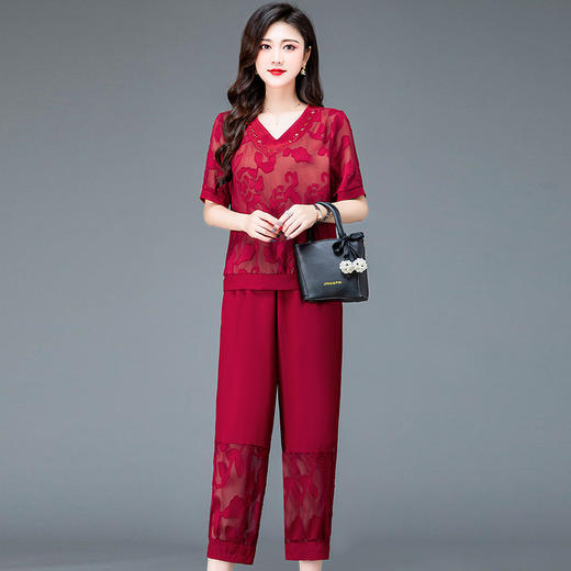 夏季新款，妈妈印花短袖T恤上衣哈伦裤休闲两件套QYM-TYH-23B853-Y 商品图7