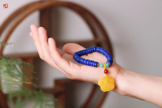 【如意】蜜蜡青金手串 商品图1