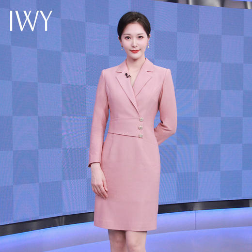 IWY/珊瑚粉西装连衣裙女高级感播音艺考主持人正装22Q232 商品图0