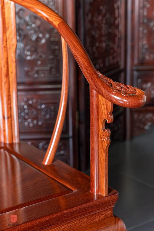 红桥红  家具严选  缅甸花梨（大果紫檀）【带托泥 皇宫 圈椅 三件套】 前后通根 商品图4