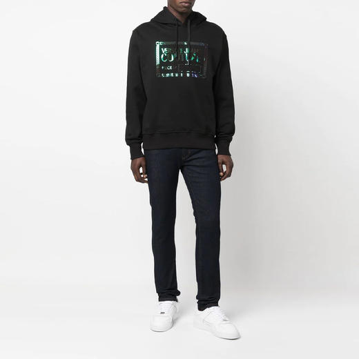 VERSACE JEANS COUTURE 范思哲 男士棉质徽标印花连帽卫衣 黑色 73GAIF06 CF03F 899 商品图3