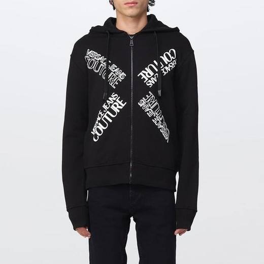 VERSACE JEANS COUTURE 范思哲 男士棉质字母徽标印花拉链连帽卫衣 黑色 73GAIT17 CF00O 899 商品图1