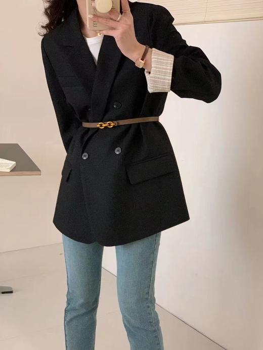 【直播专供】春季翻袖条纹边腰带西装 150365005 商品图0