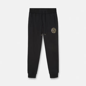 VERSACE JEANS COUTURE 范思哲 男士棉质字母徽标印花休闲运动裤 黑色 73GAAT06 CF00T G89