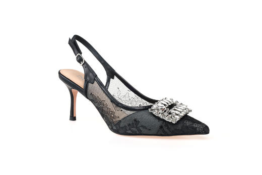 豪麟名鞋奥莱迪嘉女鞋半凉鞋胎牛皮革+网布DJELA31WB016黑色  原价1960元 商品图0