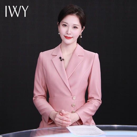 IWY/珊瑚粉西装连衣裙女高级感播音艺考主持人正装22Q232 商品图3