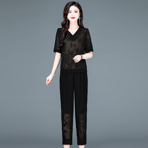 夏季新款，妈妈印花短袖T恤上衣哈伦裤休闲两件套QYM-TYH-23B853-Y 商品图5