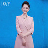 IWY/粉色播音主持正装连衣裙女七分袖夏季双排扣上镜西装裙Q873 商品缩略图3