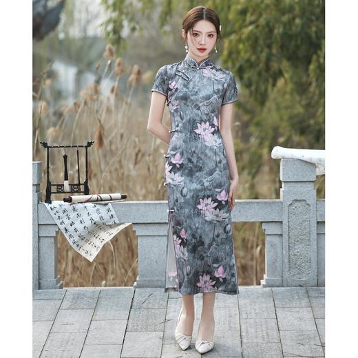 BJS-3390春夏新款文艺少女旗袍年轻款 民国风丝绸旗袍长款改良连衣裙3390 商品图2