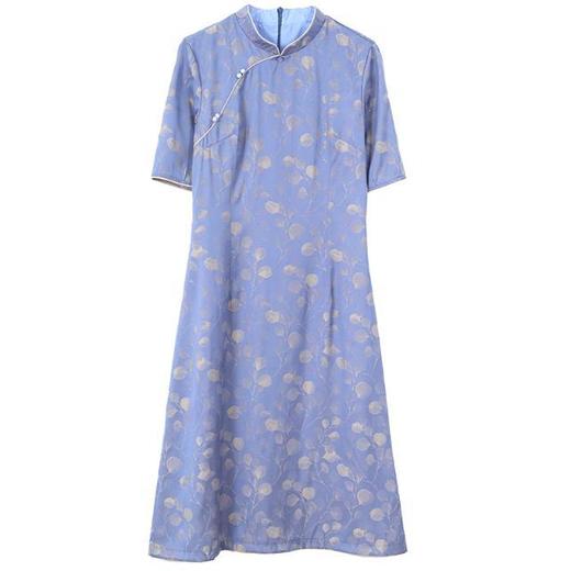 A2152 2023夏季新品时尚立领显瘦旗袍a型裙优雅气质时尚百搭提花连衣裙 商品图3