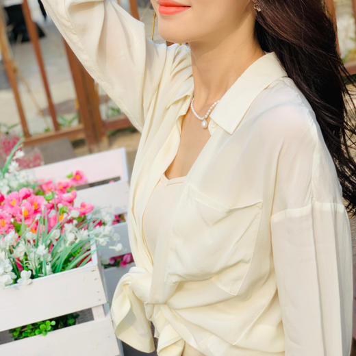 【百图lulu定制】100%桑蚕丝16姆米双绉真丝简约休闲衬衫 商品图3