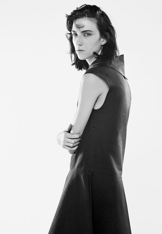 Margaret Howell  黑色领巾丝棉无袖连衣裙 商品图8