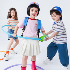 【限时团】minibala 男女童短袖撞色条纹纯棉t恤ZA0D172223156[福利品]