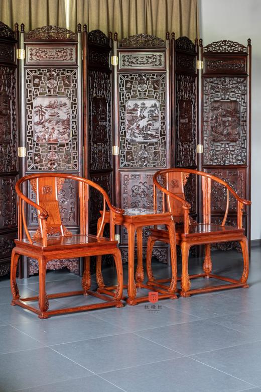 红桥红  家具严选  缅甸花梨（大果紫檀）【带托泥 皇宫 圈椅 三件套】 前后通根 商品图1