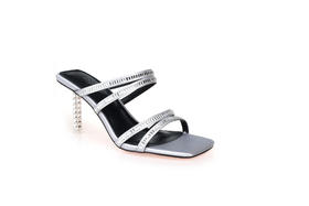 豪麟名鞋奥莱迪嘉女鞋真丝布凉拖DJELA31WL001银色  原价1660元