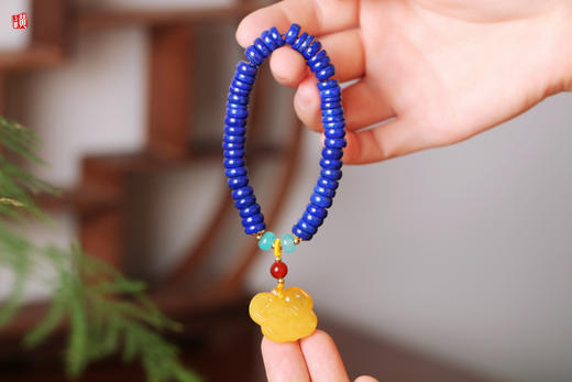 【如意】蜜蜡青金手串 商品图0