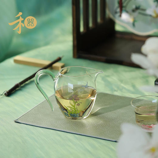 禾器御景·手绘怡然茶海  耐热高硼硅玻璃公杯茶室送礼高颜值茶具【手绘，每款图案会有差别】 商品图2