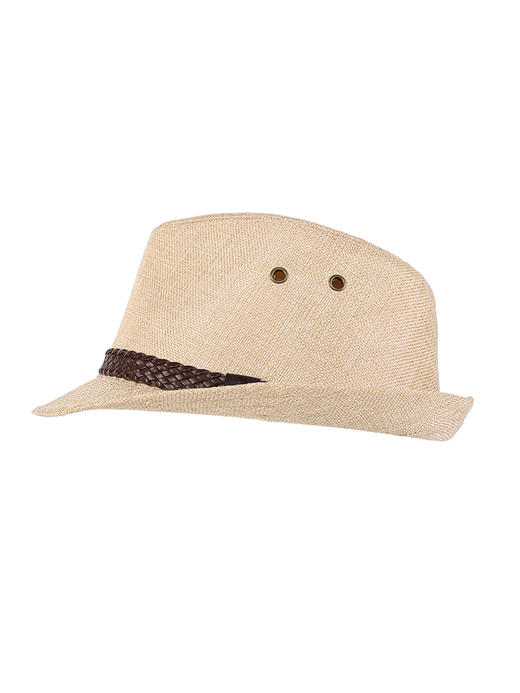 callisto米黄色仿麻聚酯纤维混纺帽子 SRHAT002C 商品图1