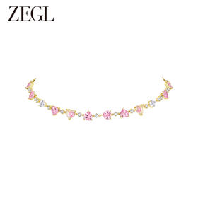 ZEGL设计师早春调色盘系列彩色爱心项链女轻奢小众锁骨链颈链配饰